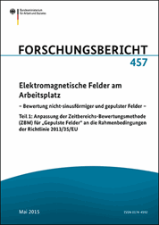 Titelbild der Publikation "Forschungsbericht "Elektromagnetische Felder am Arbeitsplatz""