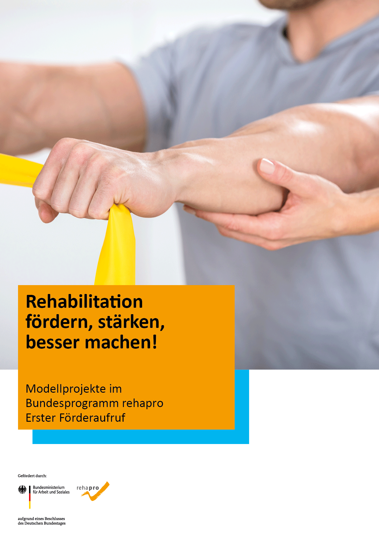 Titelbild der Publikation "Rehabilitation fördern, stärken, besser machen! Modellprojekte im Bundesprogramm rehapro"