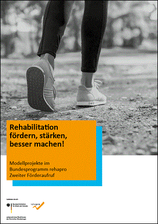 Titelbild der Publikation "Rehabilitation fördern, stärken, besser machen! Modellprojekte im Bundesprogramm rehapro – Zweiter Förderaufruf"