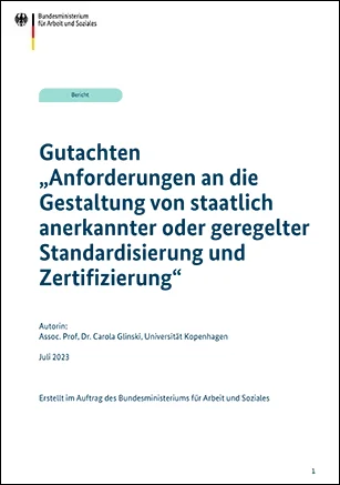 Titelbild der Publikation "Standardisierungen und Zertifizierungen für Sorgfaltspflichten in Lieferketten"