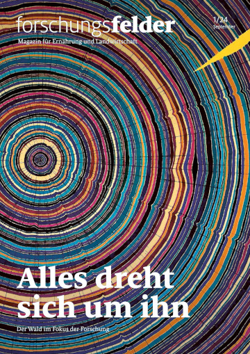 Titelbild der Publikation "forschungsfelder 1/2024: Der Wald – Alles dreht sich um ihn"