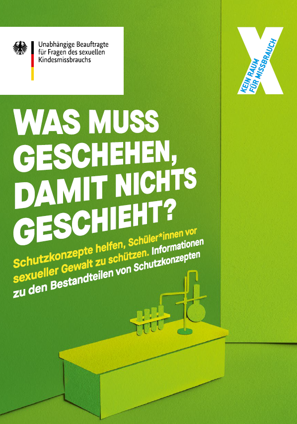 Titelbild der Publikation "Was muss geschehen, damit nichts geschieht? - Informationen zu den Bestandteilen von Schutzkonzepten."
