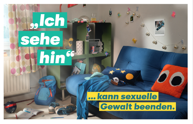 Titelbild der Publikation "Nicht wegschieben! „Ich sehe hin“ …kann sexuelle Gewalt beenden. - Visitenkarte Motiv Teenager"