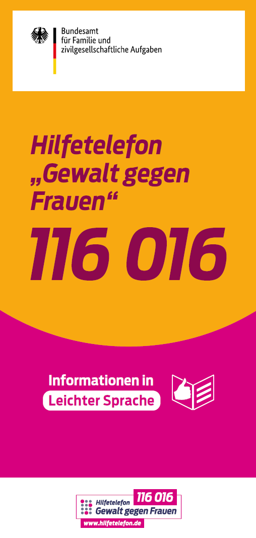 Titelbild der Publikation "Hilfetelefon Gewalt gegen Frauen - Informationen in Leichter Sprache"