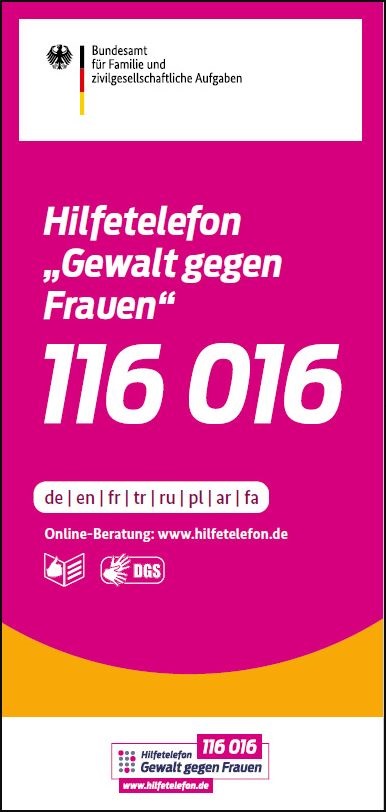 Titelbild der Publikation "Hilfe bei Gewalt gegen Frauen - Hilfetelefon"