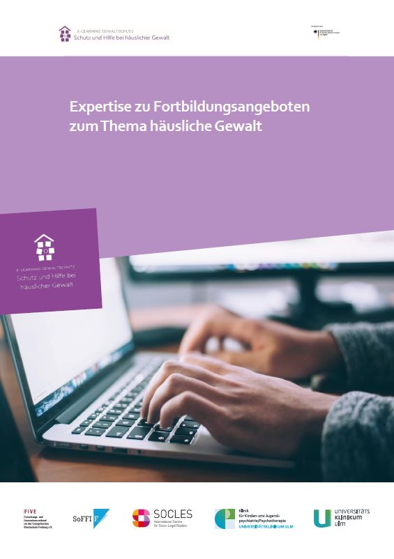 Titelbild der Publikation "Modellprojekt "Schutz und Hilfe bei häuslicher Gewalt - Ein interdisziplinärer Online-Kurs" - Ergebnisberichte"
