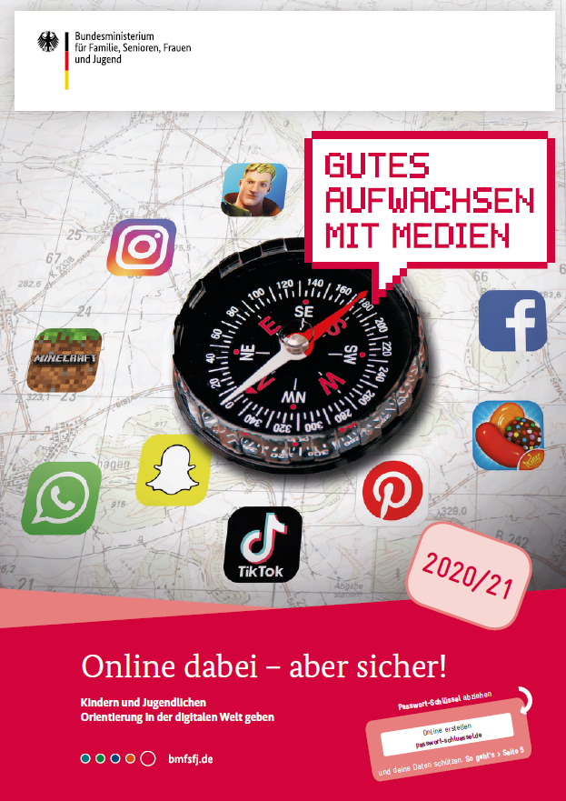 Titelbild der Publikation "Online dabei - aber sicher! - Kindern und Jugendlichen Orientierung in der digitalen Welt geben"