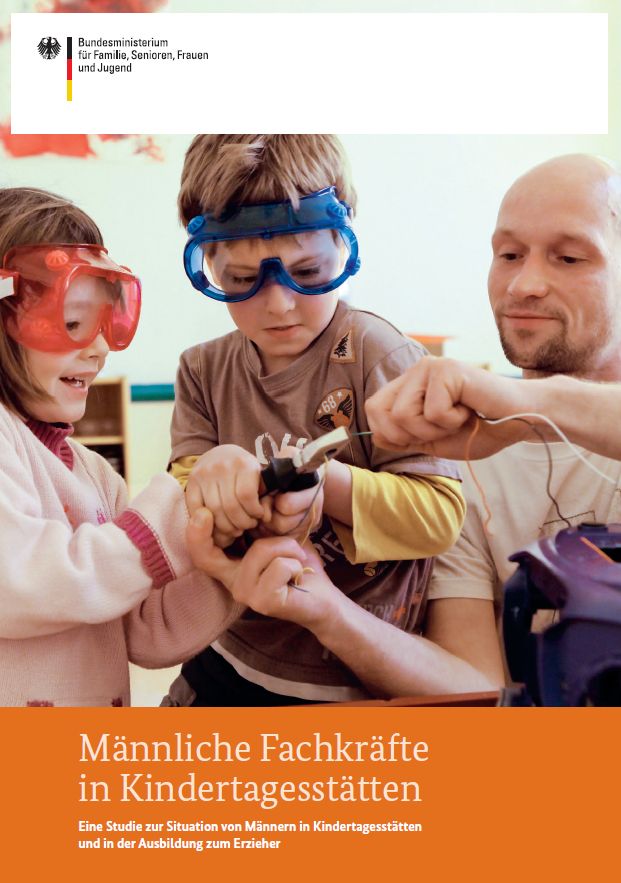 Titelbild der Publikation "Männliche Fachkräfte in Kindertagesstätten - Eine Studie zur Situation von Männern in Kindertagesstätten und in der Ausbildung zum Erzieher"