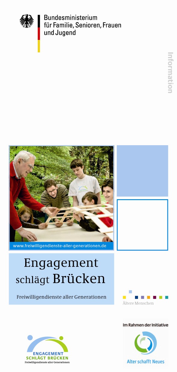 Titelbild der Publikation "Engagement schlägt Brücken - Freiwilligendienste aller Generationen"