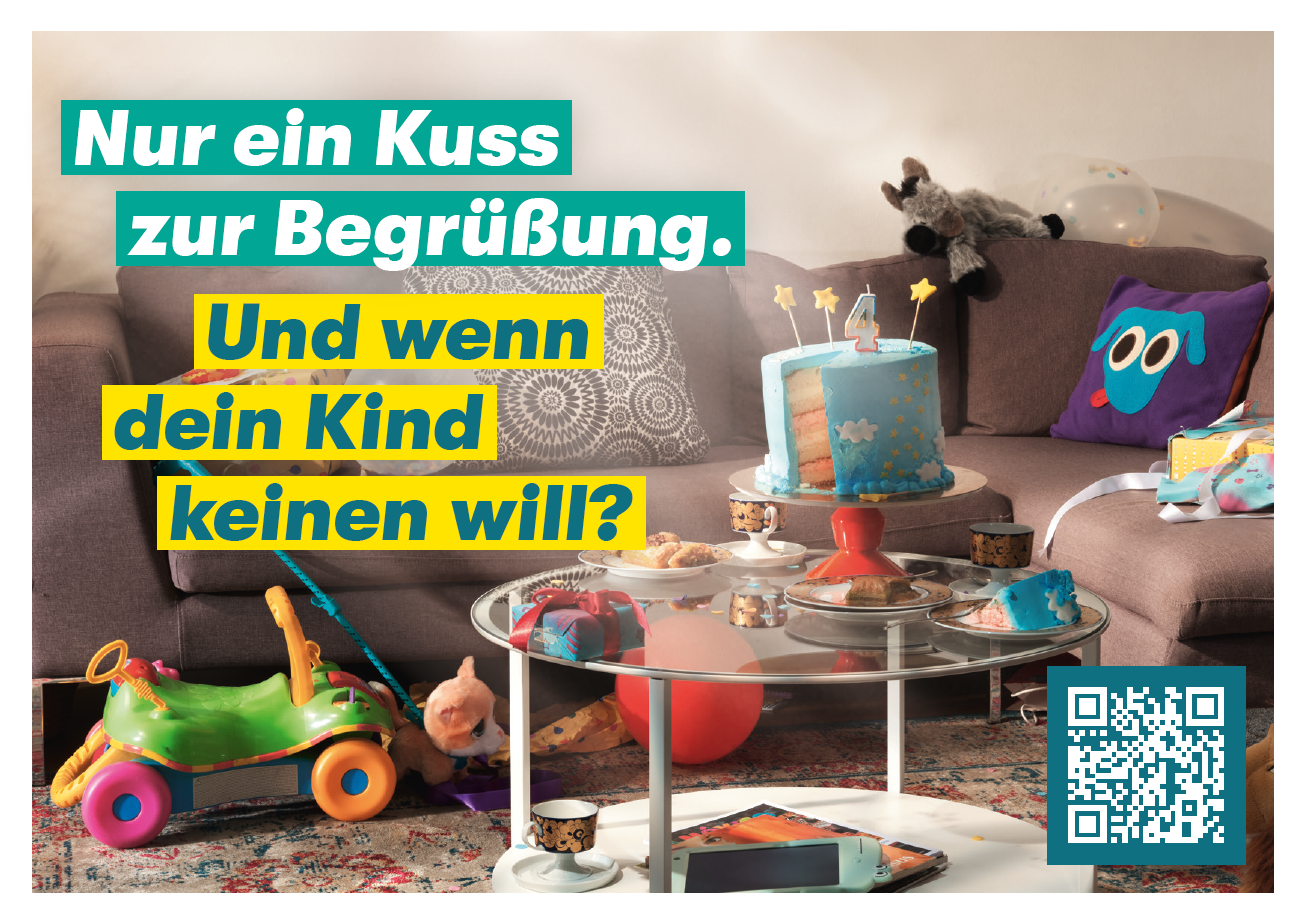 Titelbild der Publikation "Nur ein Kuss zur Begrüßung. Und wenn dein Kind keinen will? - Nicht wegschieben! - Postkarte Tipp 1"