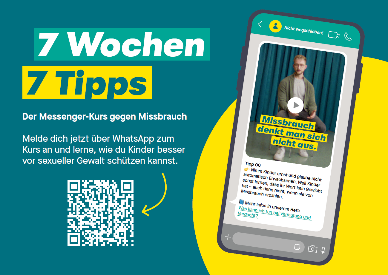 Titelbild der Publikation "7 Wochen, 7 Tipps - Der Messenger-Kurs gegen Missbrauch - Nicht wegschieben! - Postkarte"