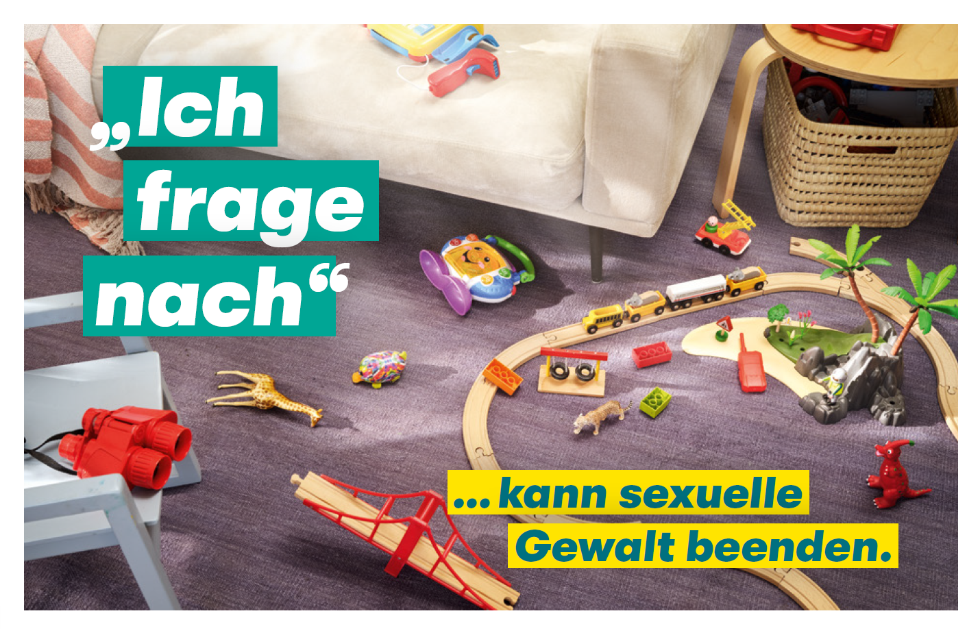 Titelbild der Publikation "Nicht wegschieben! „Ich frage nach“ …kann sexuelle Gewalt beenden. - Visitenkarte Motiv Kita-Kind"