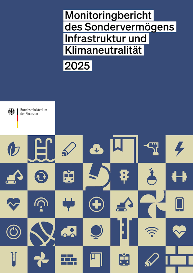 Titelbild der Publikation "Monitoringbericht zum Sondervermögen für Infrastruktur und Klimaneutralität über das Jahr 2025"