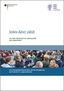 Titelbild der Publikation "Demografiepolitische Bilanz der Bundesregierung"