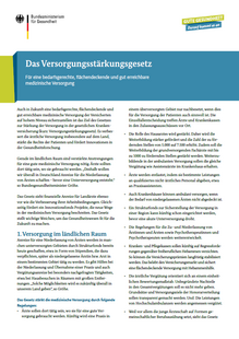 Titelbild der Publikation "Flyer: Das Versorgungsstärkungsgesetz – Für eine bedarfsgerechte, flächendeckende und gut erreichbare medizinische Versorgung"