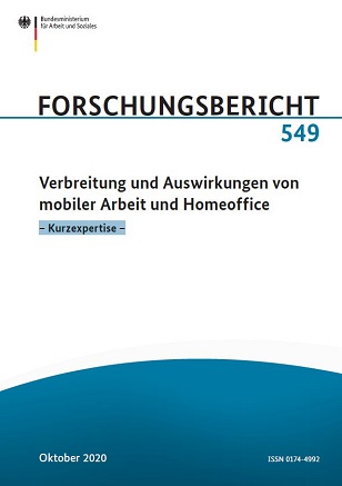 Titelbild der Publikation "Verbreitung und Auswirkungen von mobiler Arbeit und Homeoffice"
