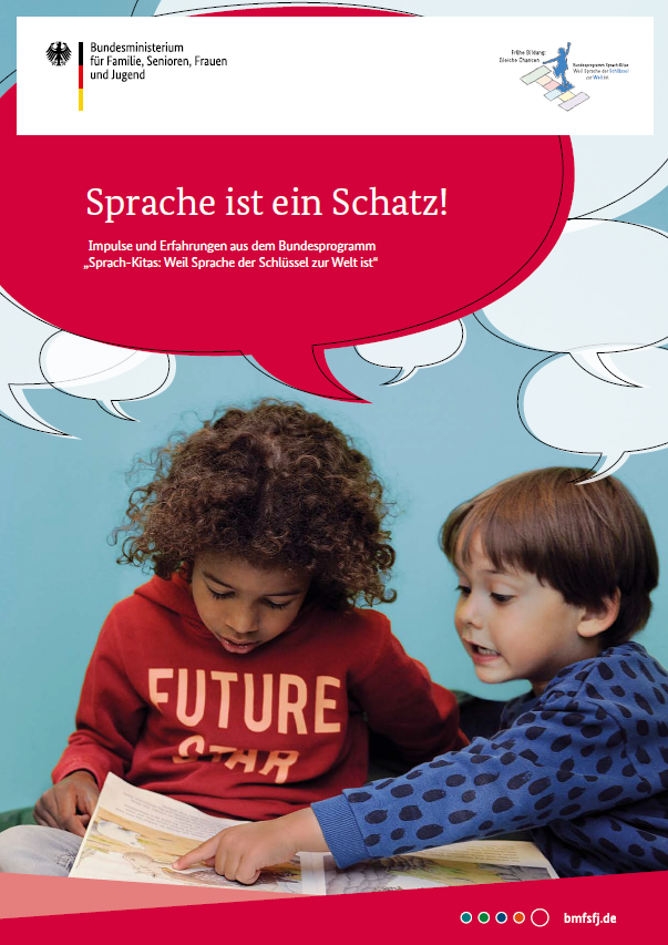 Titelbild der Publikation "Sprache ist ein Schatz! - Impulse und Erfahrungen aus dem Bundesprogramm "Sprach-Kitas: Weil Sprache der Schlüssel zur Welt ist""