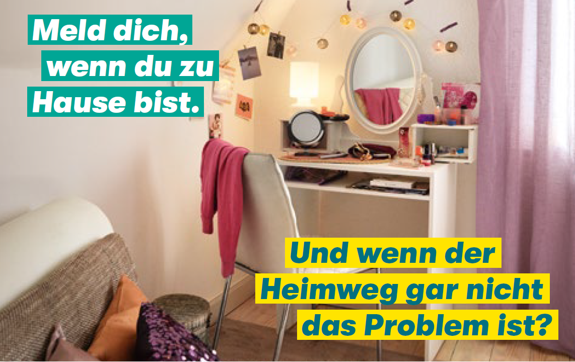 Titelbild der Publikation "Visitenkarte „Schieb den Gedanken nicht weg!“ - Motiv Jugendzimmer Rosa"