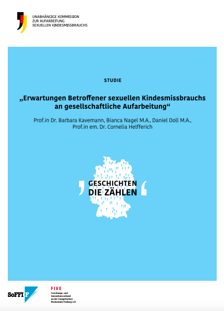 Titelbild der Publikation "Erwartungen Betroffener sexuellen Kindesmissbrauchs an die gesellschaftliche Aufarbeitung - Studie"