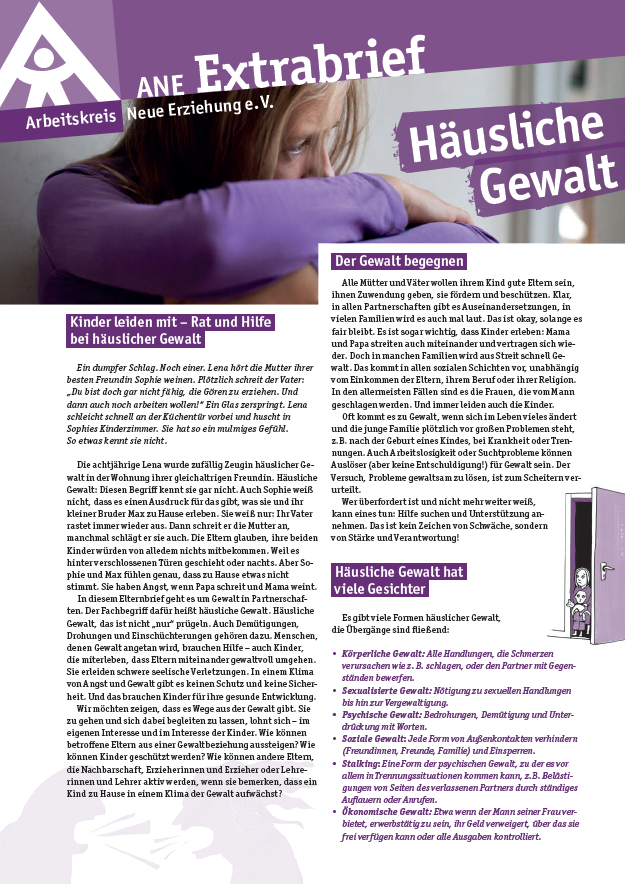 Titelbild der Publikation "KINDER LEIDEN MIT - Rat und Hilfe bei häuslicher Gewalt"