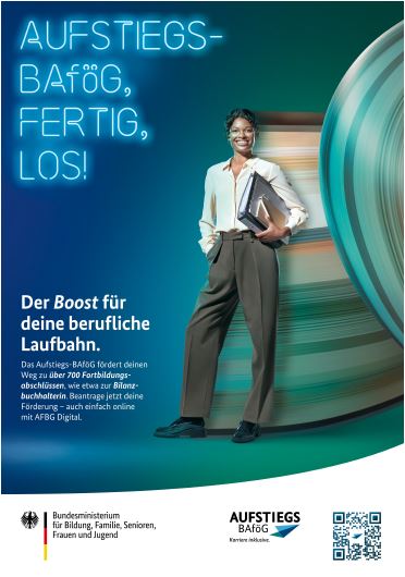 Titelbild der Publikation "Aufstiegs-BAföG 2026 - Motiv: Bilanzbuchhalterin"