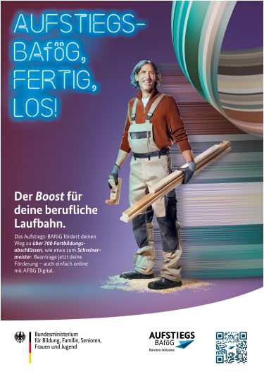Titelbild der Publikation "Aufstiegs-BAföG 2026 - Motiv: Schreinermeister"