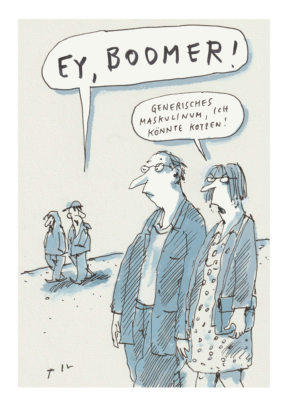 Titelbild der Publikation "Karikatur aus dem Wettbewerb „Wer zuletzt lacht“ - Postkarte Motiv "Boomer""